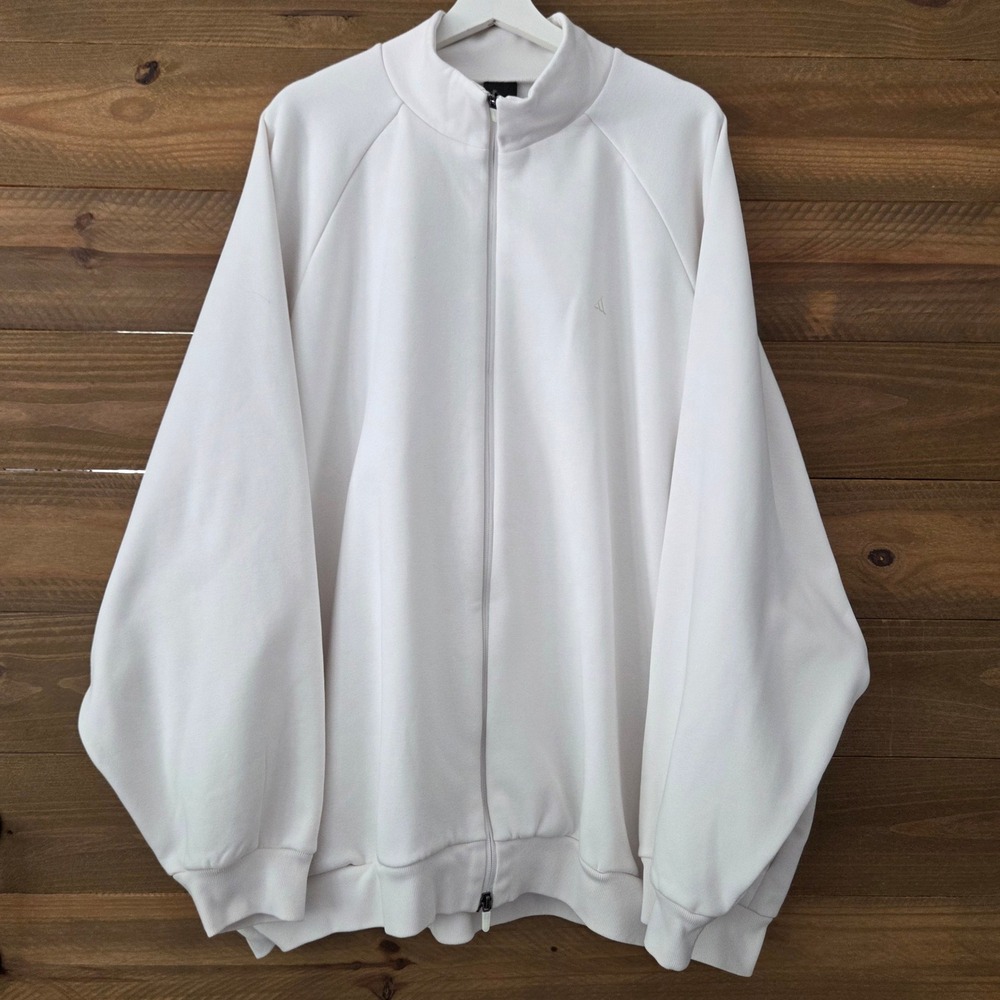Adidas Basketball Track Jacket White Oversized Logo Full Zip Mens 2XL